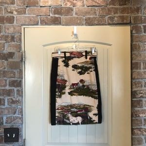Anthropologie Farmhouse Horses Pencil Skirt